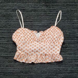 Debbie Dabble by Angel Biba Size 10 White/Peach Floral Embroidery Sweetheart Top